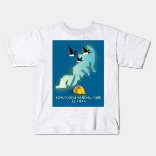 Kenai Fjords National Park Alaska travel map Kids T-Shirt